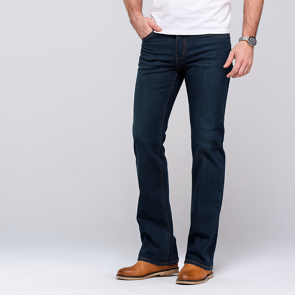 4Legend - Stretch-Schlagjeans für Herren – Mittlere Leibhöhe, Helle Waschung, Lässige Passform für alle Jahreszeiten