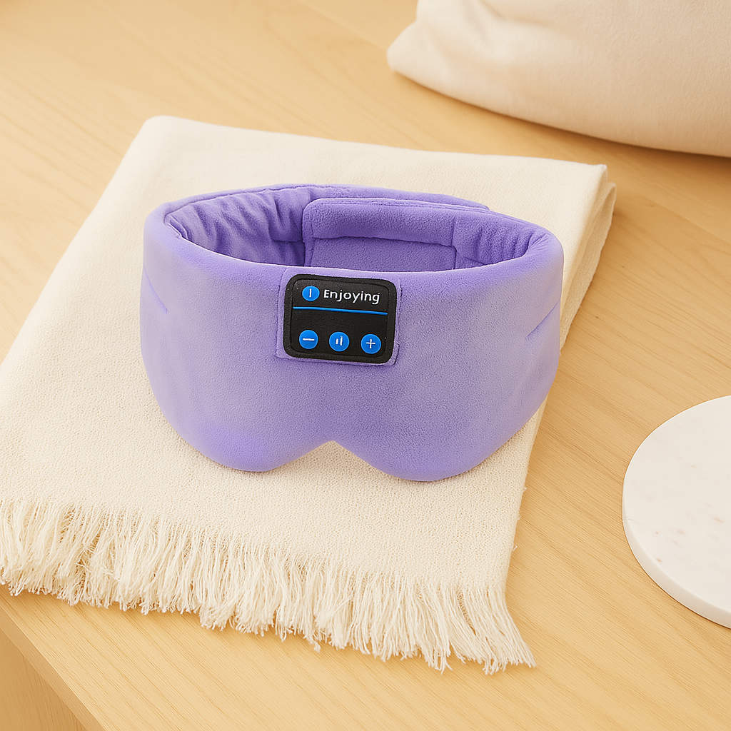 3D Musik-Schlafmaske – Eisfaser, Null-Druck, 100 % Lichtblockierung mit Kopfhörern & Etui