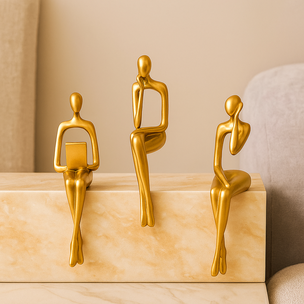 MindMuse – Goldene abstrakte Denkerstatuen in einzigartigen künstlerischen Positionen