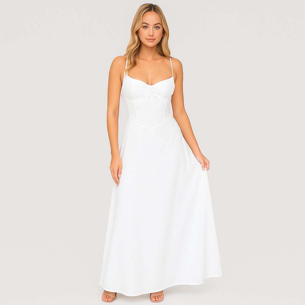 Elara – Elegantes Maxikleid mit Wickel-Design und Spaghettiträger