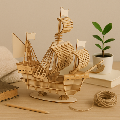 SailCraft 3D DIY-Holzsegelboot-Puzzle Modell – Dekorationssatz für Zuhause und Büro