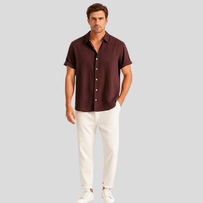 Luca Sommer-Leinen-Duo – Herrenoutfit mit Slim-Fit-Polo und maßgeschneiderten Hosen