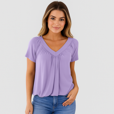 Malia – Lettierte Saisonsbluse mit plissiertem Vorderteil