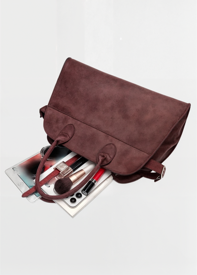 Vegane Wildleder Schultertasche Damen – Kleine Handtasche mit Magnetverschluss