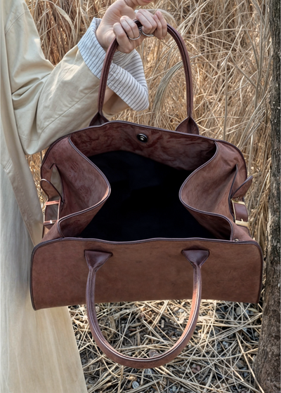 Vegane Wildleder Schultertasche Damen – Kleine Handtasche mit Magnetverschluss