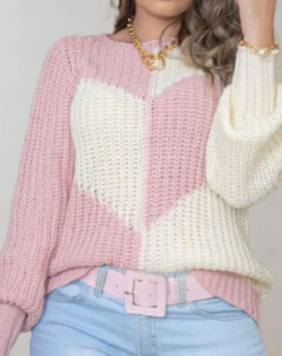 Herzliebe Pullover - Strickpullover mit Herzmuster für Damen