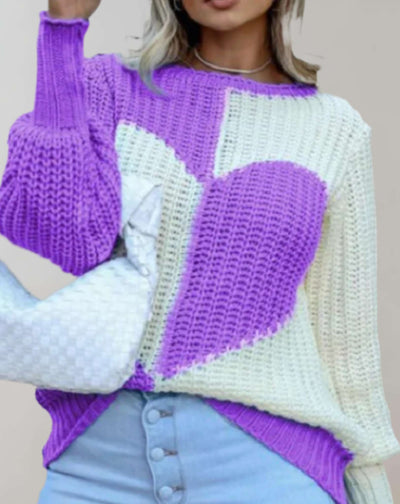 Herzliebe Pullover - Strickpullover mit Herzmuster für Damen