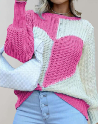 Herzliebe Pullover - Strickpullover mit Herzmuster für Damen