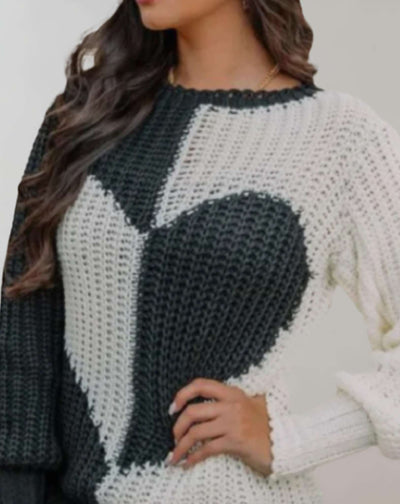 Herzliebe Pullover - Strickpullover mit Herzmuster für Damen