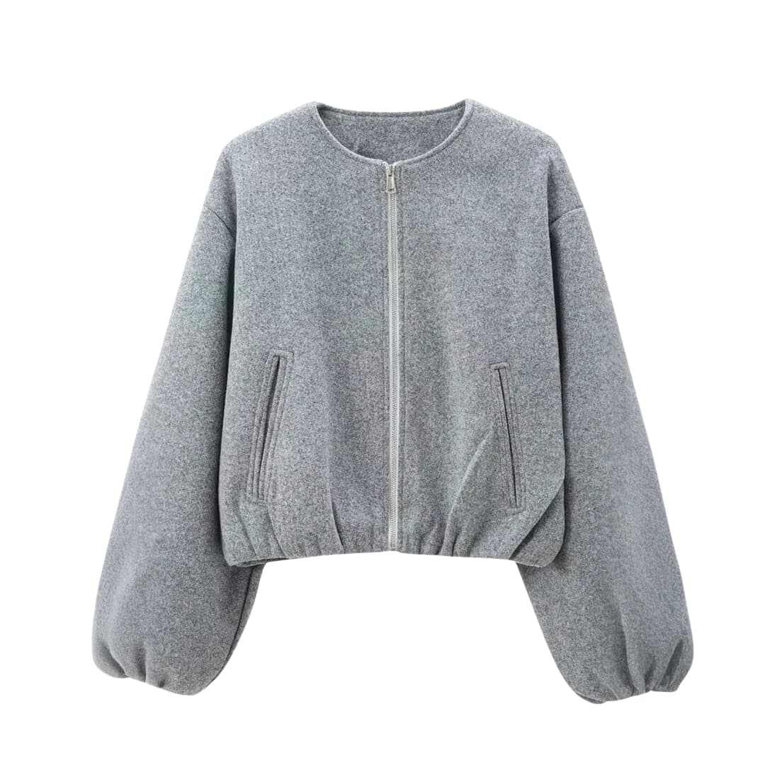 Damen Bomberjacke mit durchgehendem Reißverschluss und langen Ärmeln