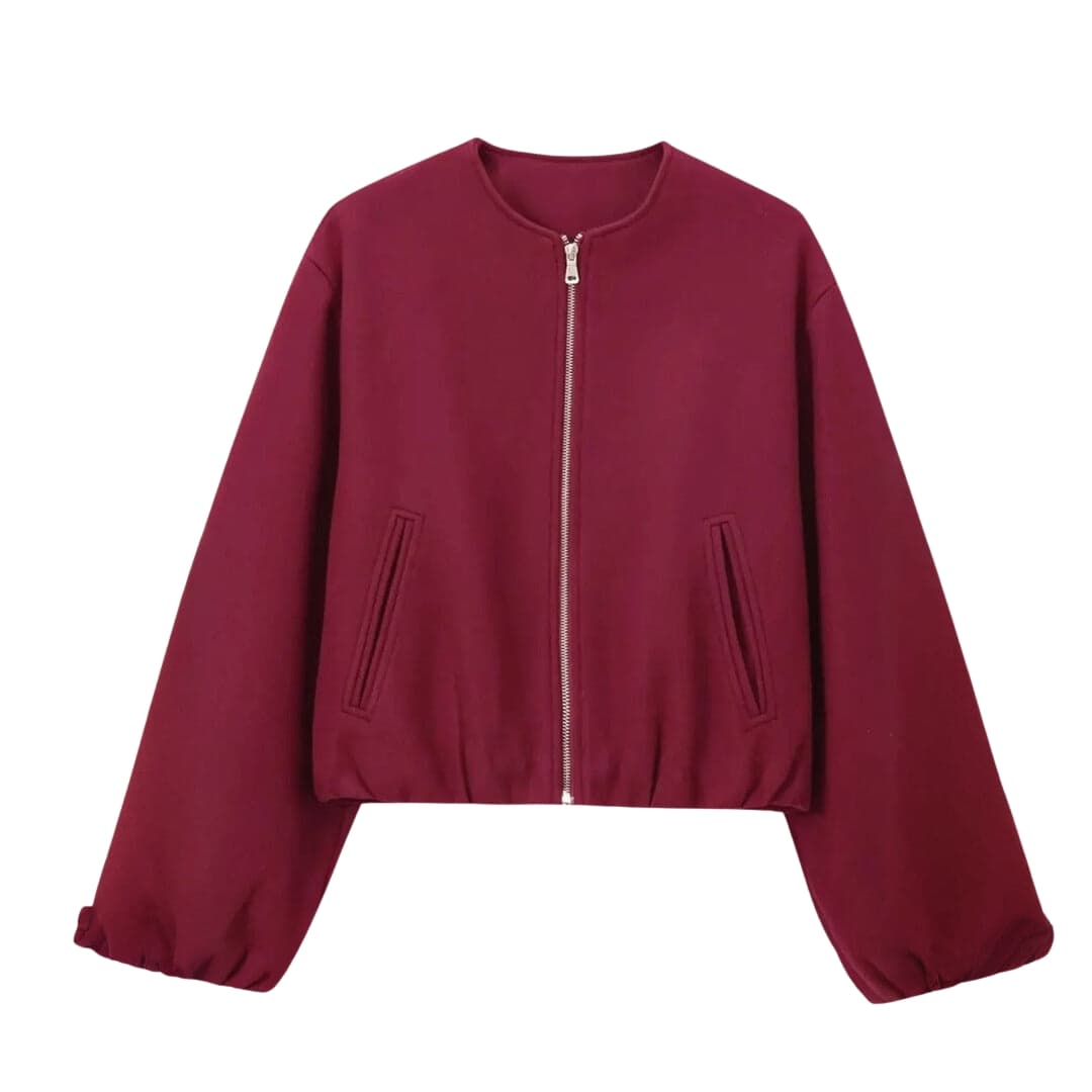 Damen Bomberjacke mit durchgehendem Reißverschluss und langen Ärmeln