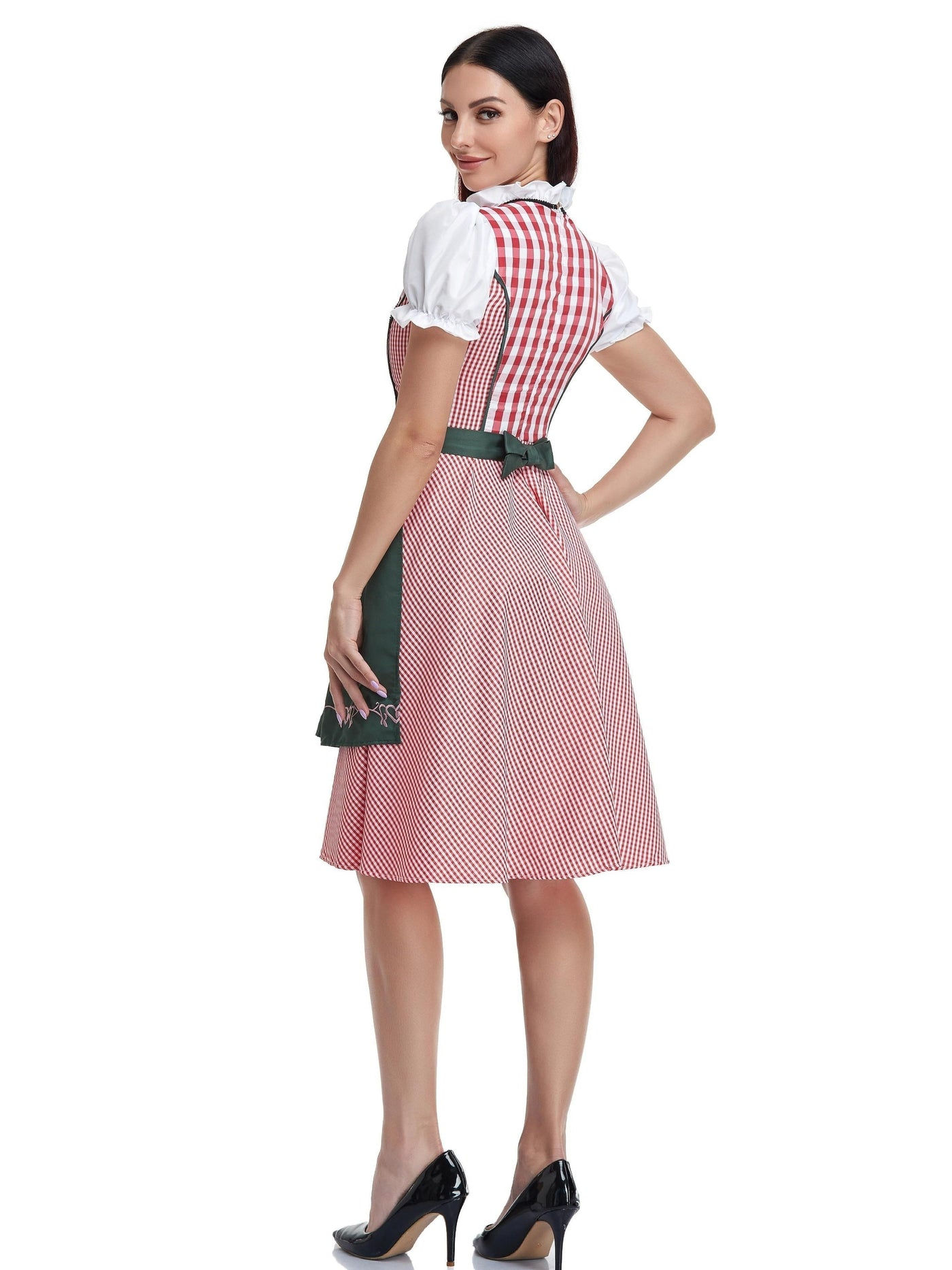 Damen Dirndl Kleid Baumwolle Trachtenkleid Oktoberfest Stil