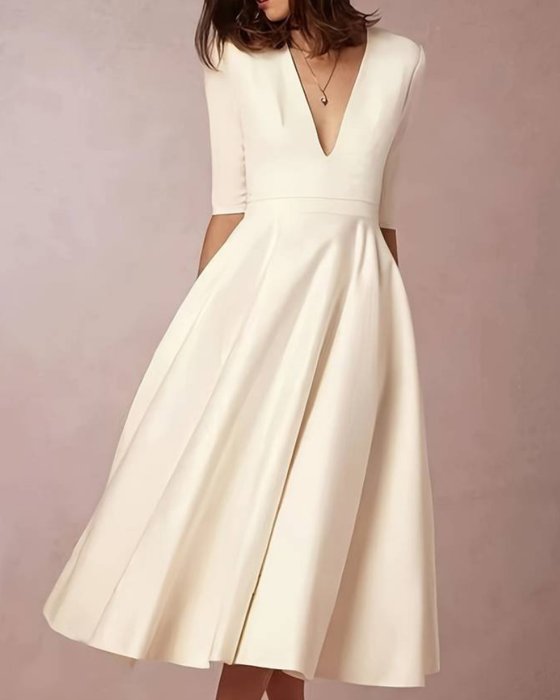 Damen Kleid mit weitem Rock | Elegantes Midikleid für Feier & Anlass