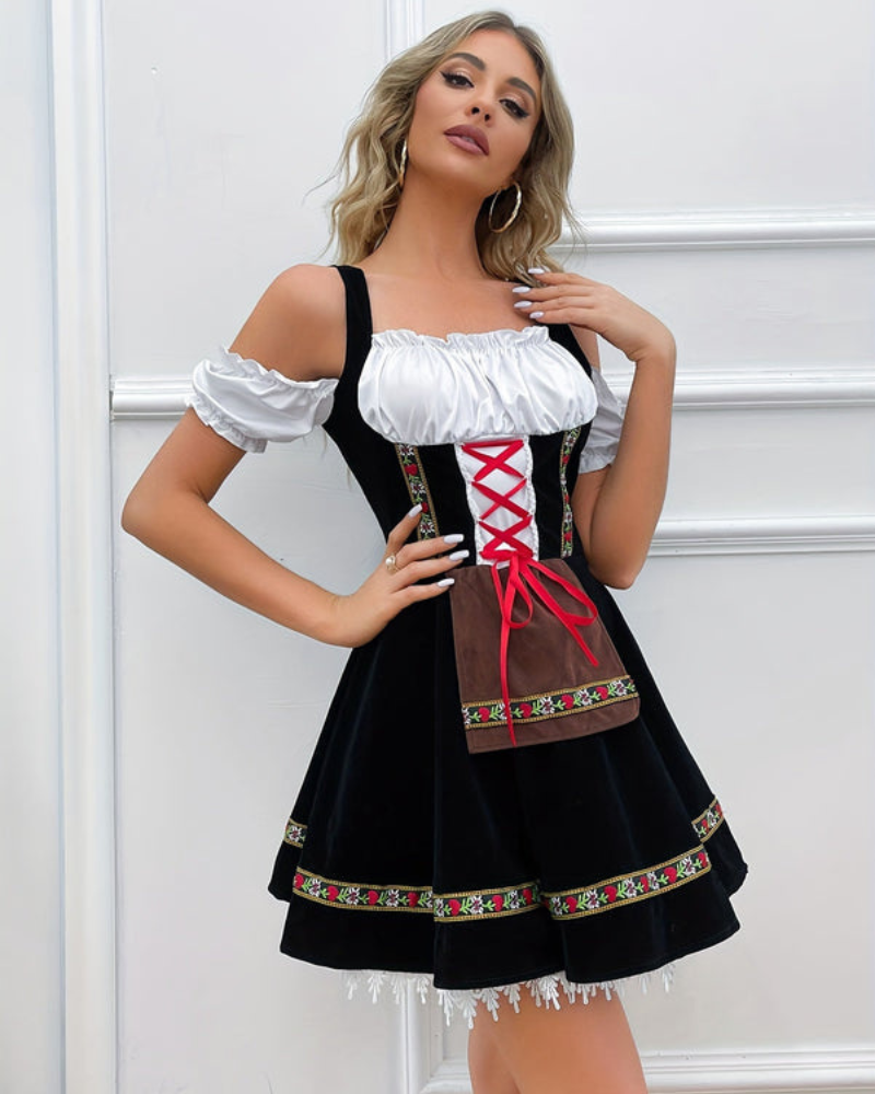 Damen Schulterfreies Klassisches Dirndlkleid | Mini