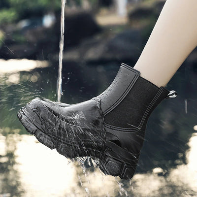 Damen Gummistiefel Wasserfest Kurzrohr mit Elastischen Seiteneinsätzen