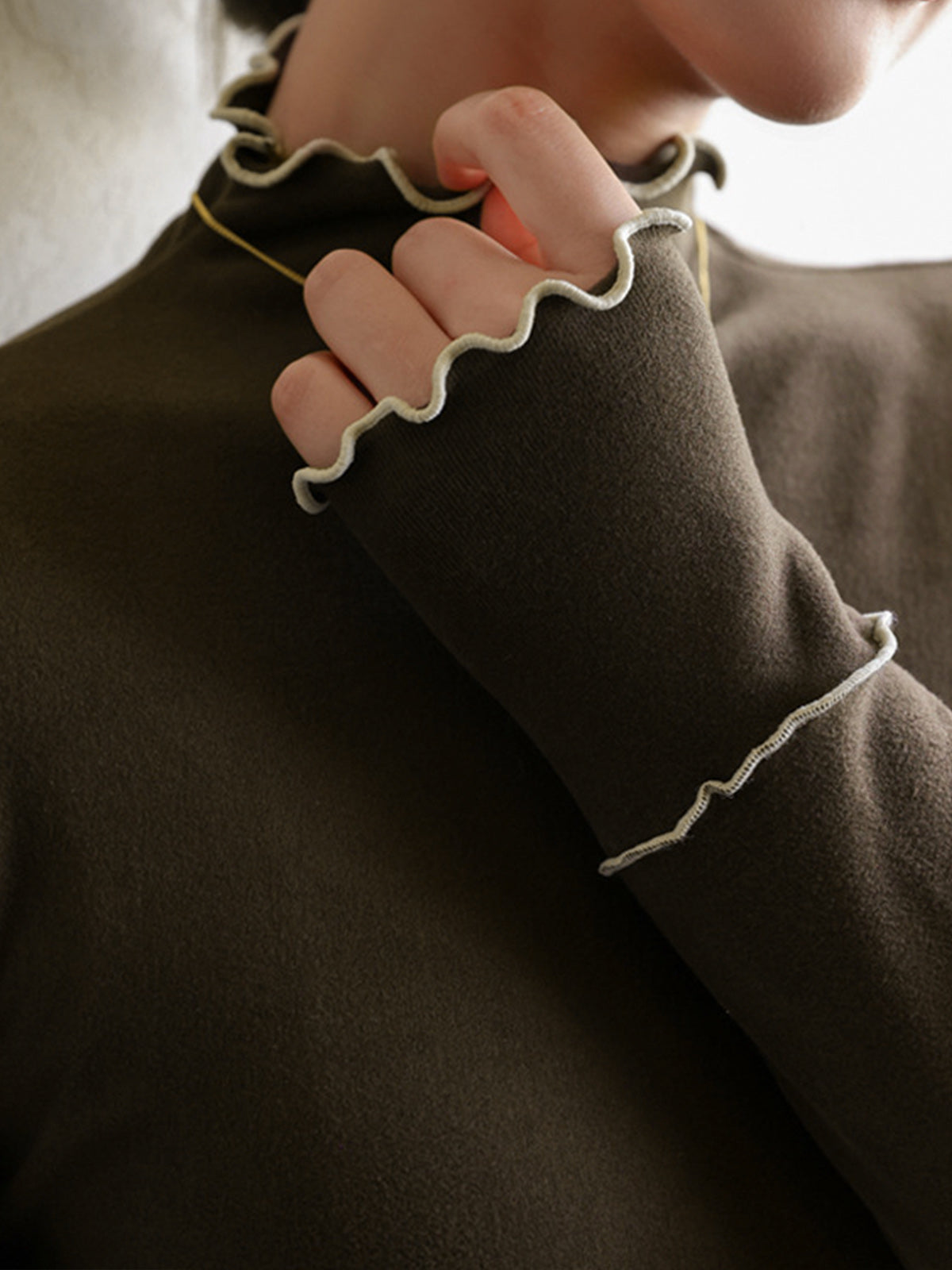 Damen Langarmshirt Polyester Hochkragen Slim Fit