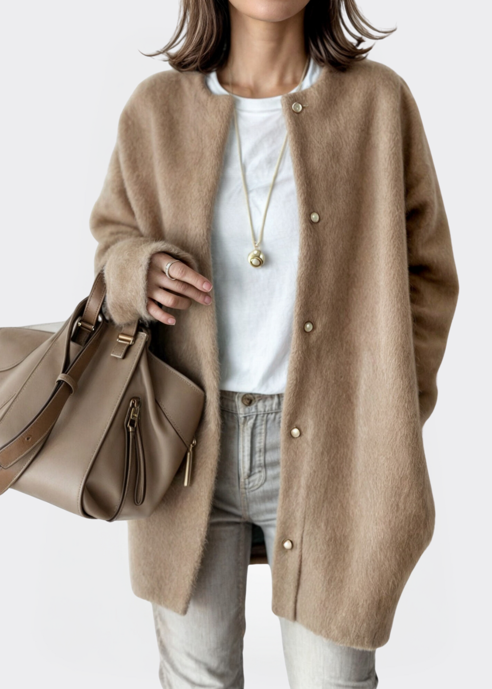 Damen Strickjacke Hochwertiger Strick Offenes Design