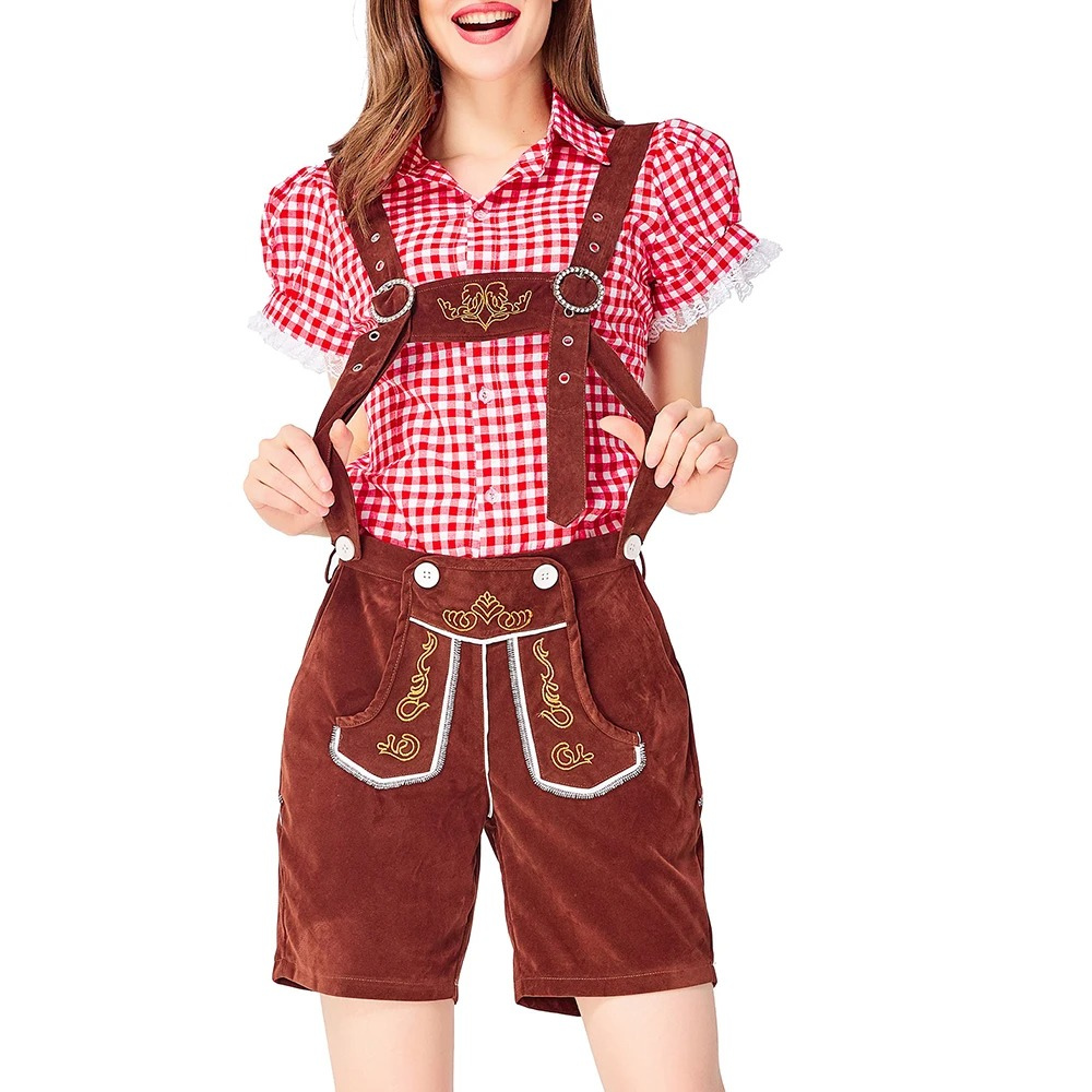 Damen Trachtenanzug Lederhosen Mit Bluse Elegant