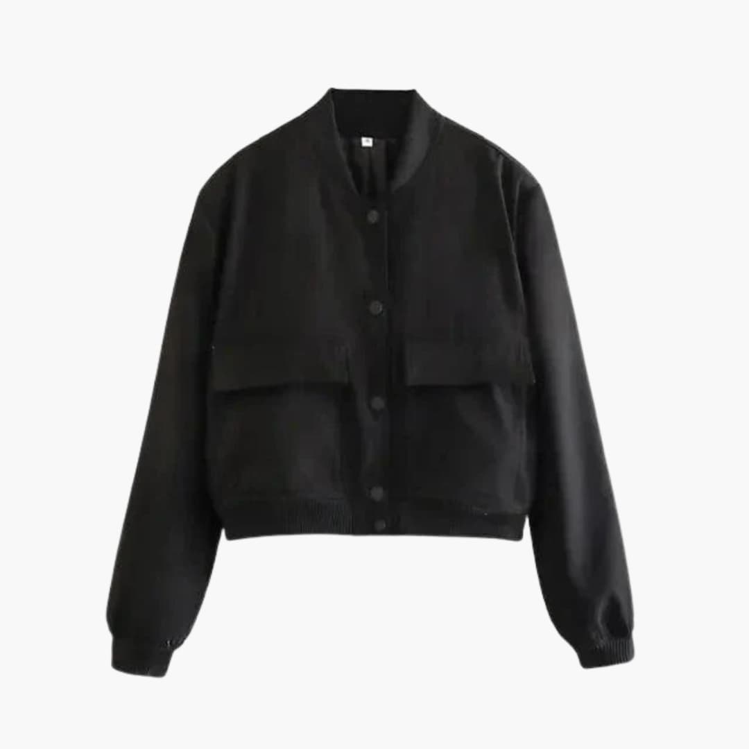 Damen kurze Bomberjacke mit Klappentaschen