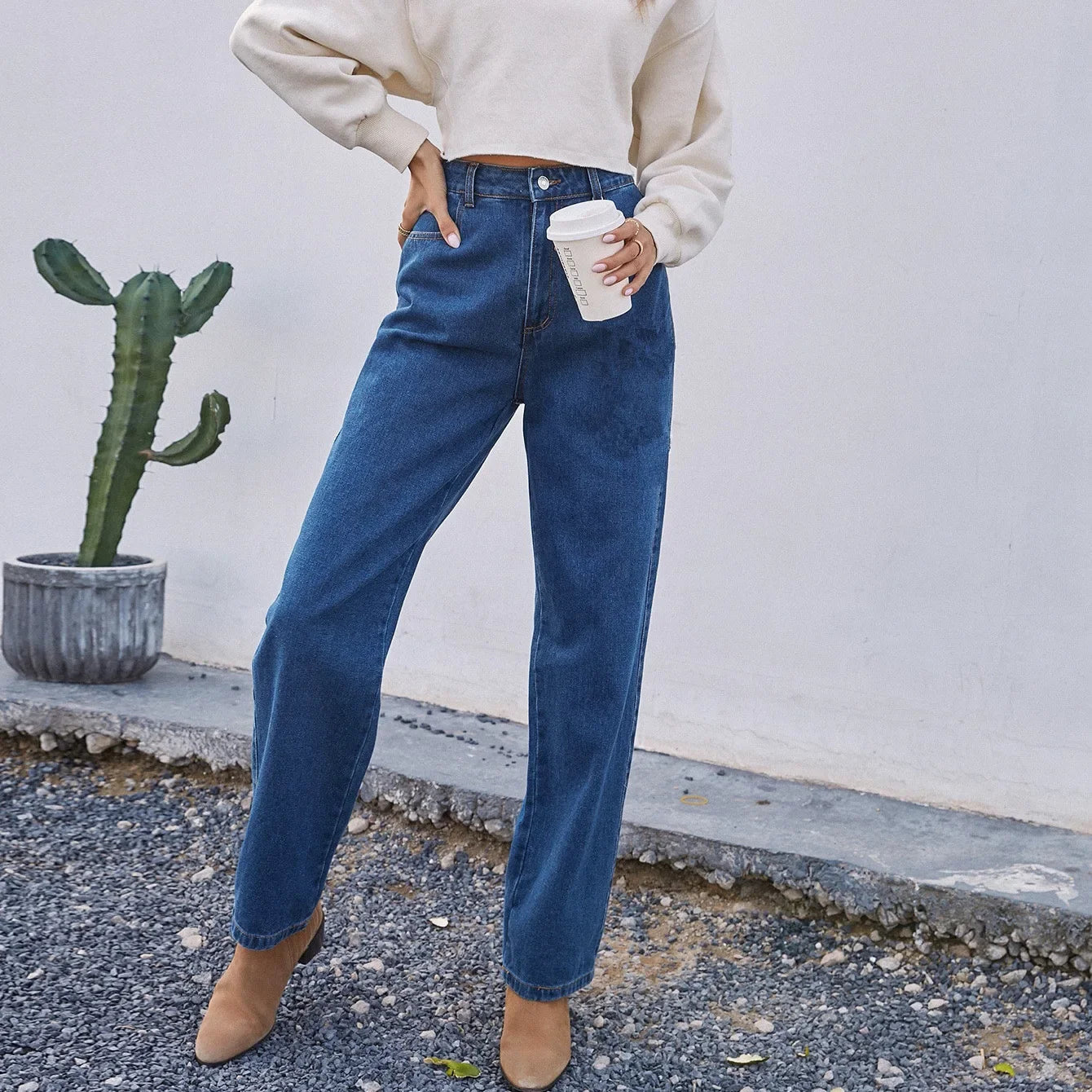 Daria | Dunkel  Mom Jeans mit Hohem Bund