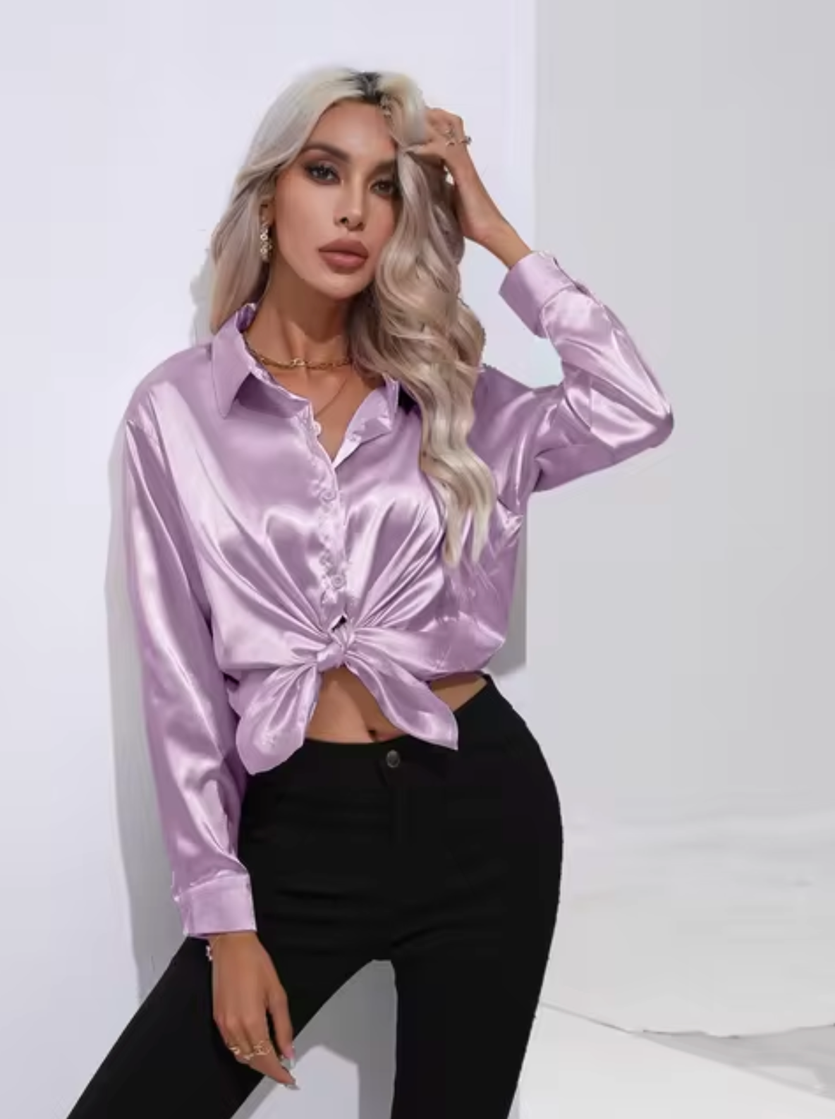 Doreen | Elegante Satin Charm Bluse