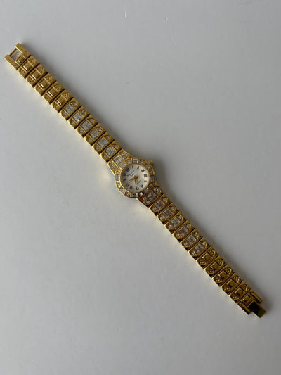 Vintage Gold Diamant Damen Armbanduhr