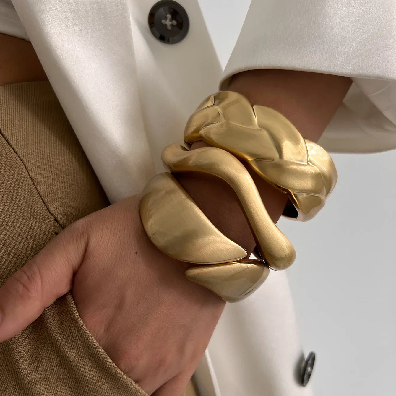 Stilvolle Vintage Damen Armreif Geometrisch Golden Silber