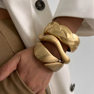 Stilvolle Vintage Damen Armreif Geometrisch Golden Silber