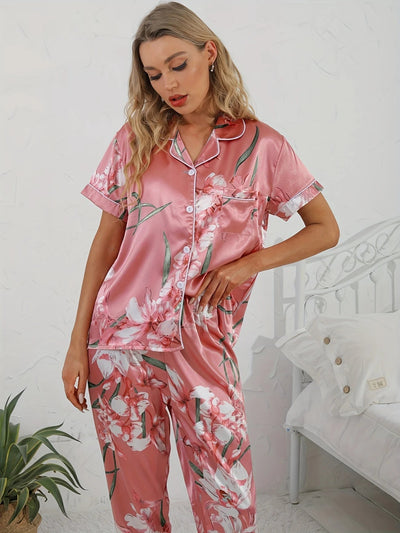 Eleganter Damen Pyjama mit Floralem Design