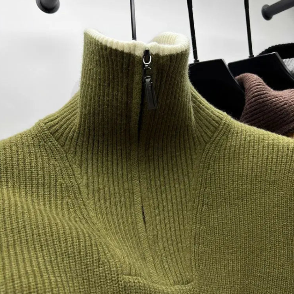 Eleganter Stehkragenpullover mit Reißverschluss