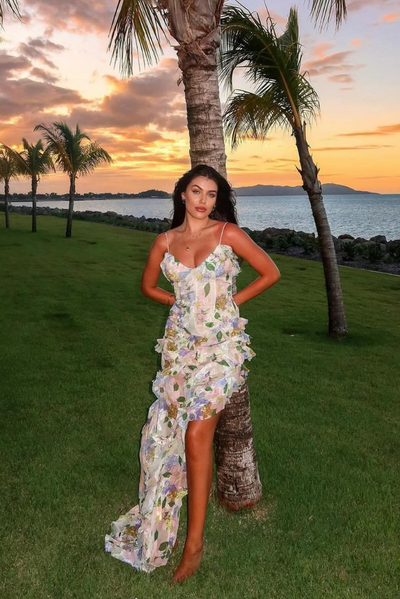 Xayra | Asymmetrisches Rüschen-Maxikleid