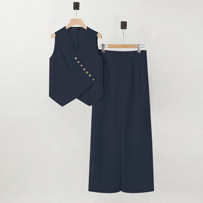 Elegantes Vintage Damen Zweiteiler Set mit weitem Bein