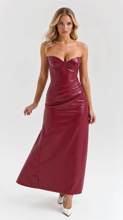 Elara Midikleid aus veganem Leder