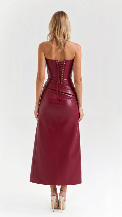 Elara Midikleid aus veganem Leder