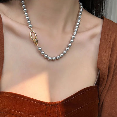 Elegante Vintage Perlen Damen Halskette mit Quaste