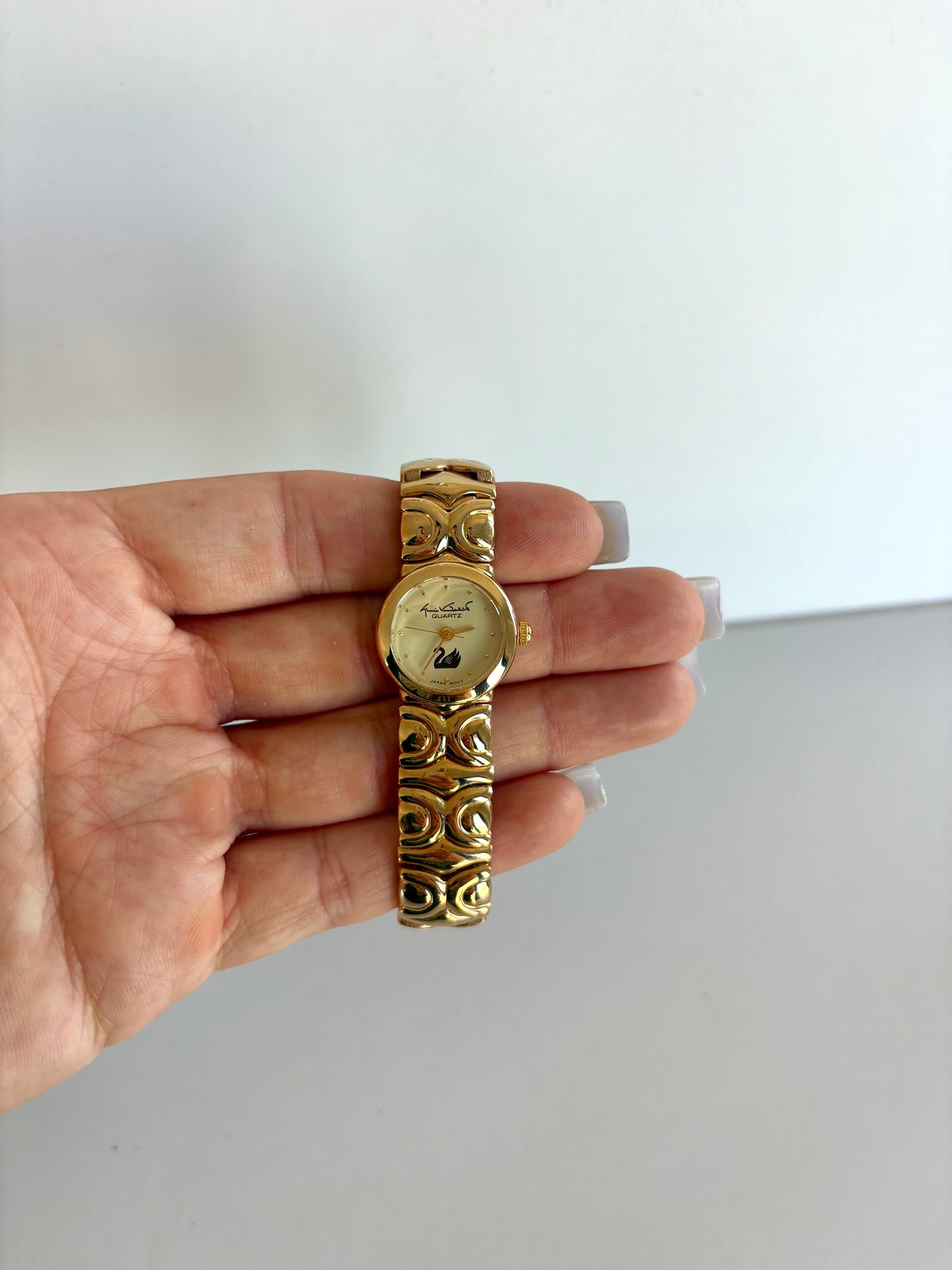 Vintage Gold Schwan Damen Armbanduhr
