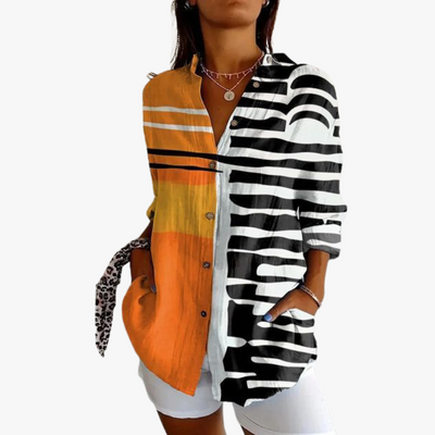 Bestickte Leinen Damen Bluse