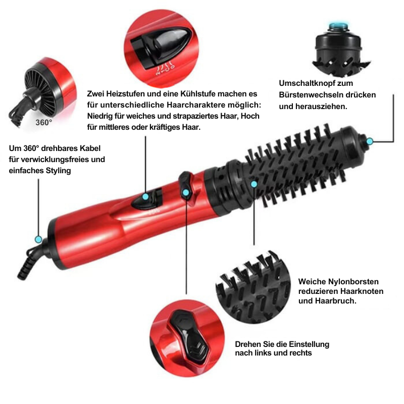 CurlFlow – 2-in-1-Heißluft Styler und Rotierender Haartrockner