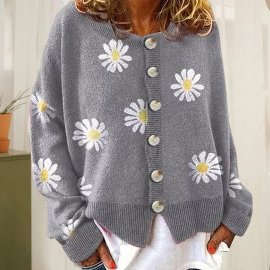 Damen Cardigan mit Blumen Druck | Lässig