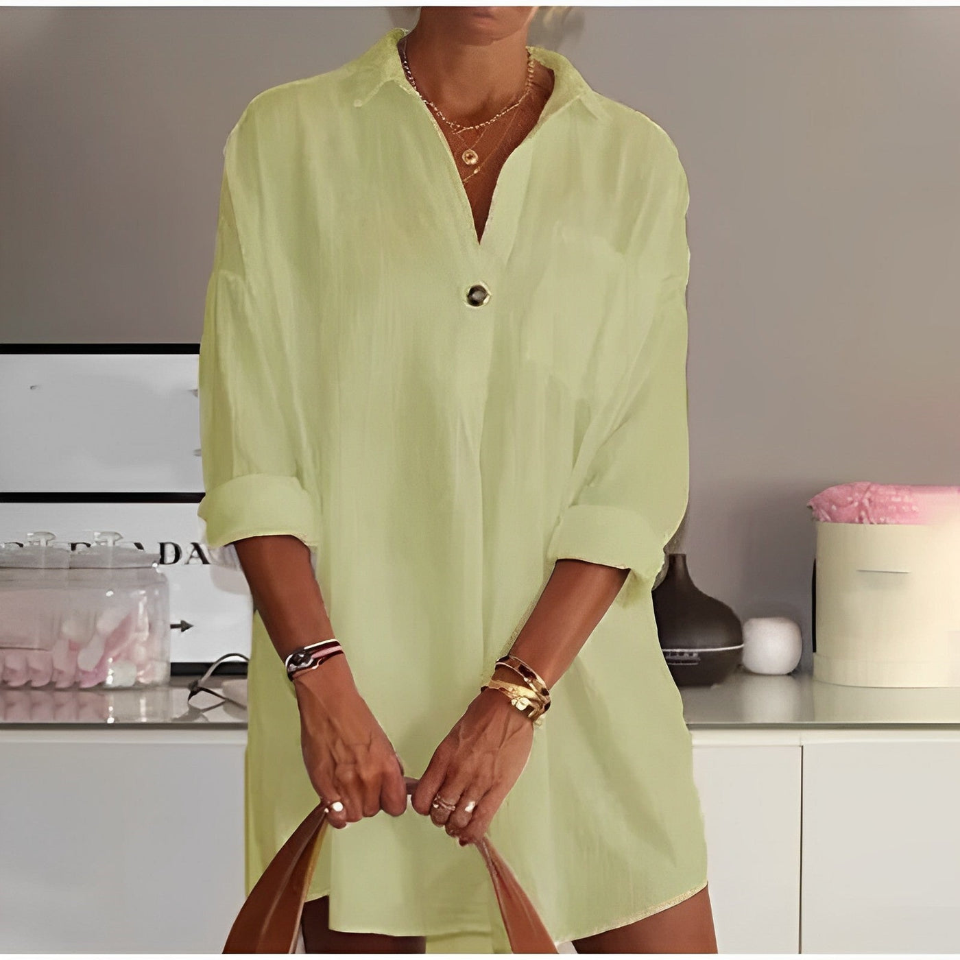 Caterina- Halbärmliges lockeres Hemd