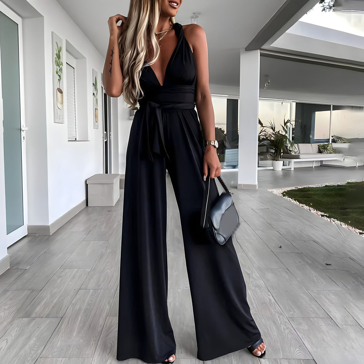 Ärmelloser Jumpsuit Mit V Ausschnitt Für Damen | Sommer