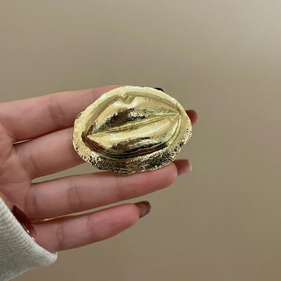 Vintage Gothic Punk Damen Brosche Lippen Gold