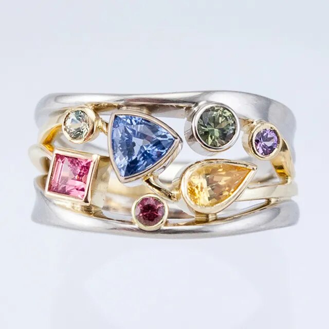 Vintage Bunte Zirkonia Ring