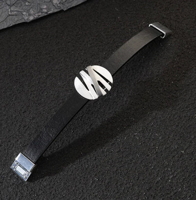 Modisches Damen Armband mit Magnetverschluss aus Leder und Metall