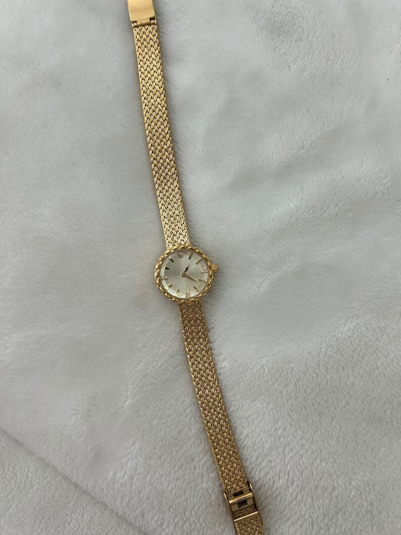 Vintage Messing Gold Damen Armbanduhr