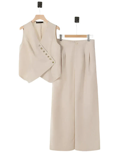 Elegantes Vintage Damen Zweiteiler Set mit weitem Bein