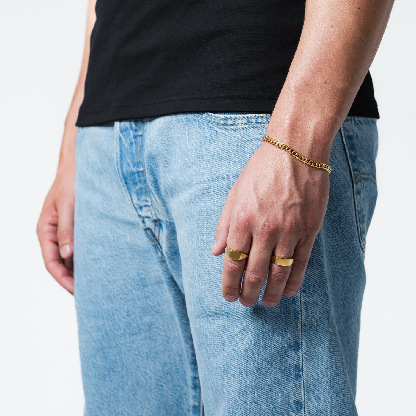 Kubanisches Gliederarmband | Elegante goldene Oberfläche, robust, ideal zum Verschenken