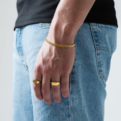 Kubanisches Gliederarmband | Elegante goldene Oberfläche, robust, ideal zum Verschenken