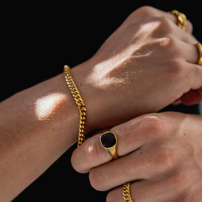 Kubanisches Gliederarmband | Elegante goldene Oberfläche, robust, ideal zum Verschenken