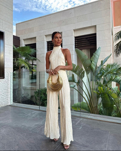 Isabelle | Eleganter Zweiteiler mit Neckholder & Weitbein-Hose